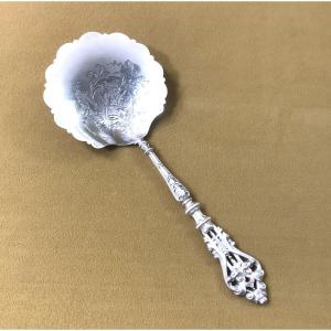 Egalon Elisa - Solid Silver Strawberry Shovel With Neo-gothic Decoration, Late 19th Century