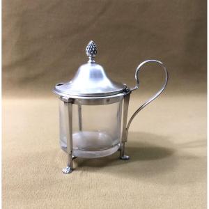 Solid Silver Mustard Pot From The Empire-consulate Period, Rooster Hallmark