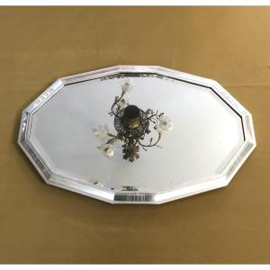 Ercuis - Art Deco Period Silver-plated Metal Centerpiece With A Mirrored Base