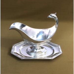 Antique Christofle Silver-plated Metal Gravy Boat, Empire Model (formerly Malmaison)