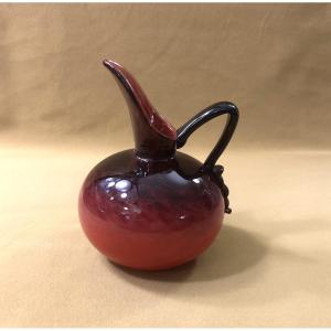 Antique Art Deco Marbled Glass Pitcher/jug, Signed Schneider