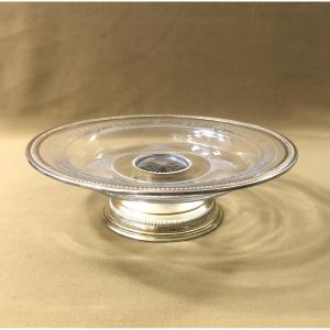 Paul Foucard - Crystal And Vermeil Bowl/compote Dish, Hallmarked With The Minerva Mark
