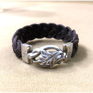 "sentimental" Bracelet / Mourning Jewelry In Braided Hair And Sterling Silver - Late 19th Century