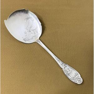 Victor Boivin - Minerva Solid Silver Shovel Decorated With An Antique Temple