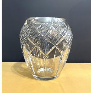Impressive Art Deco Cut Crystal Vase Stamped Baccarat