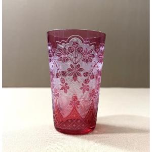 Baccarat Crystal - Acid-etched Crystal Glass Or Goblet Decorated With Chestnuts