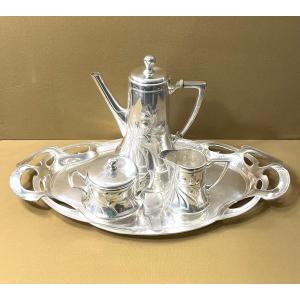 Otto Bottcher Erben - Art Nouveau Silver-plated Coffee Service, Hallmarked Obe