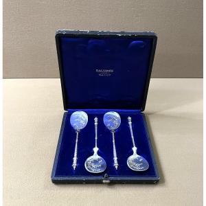 Henry Gabert - Set Of 4 Solid Silver And Vermeil Ice Cream Scoops