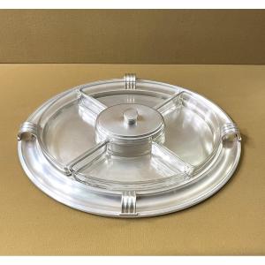 Christofle - Art Deco Silver-plated Metal Serving Tray Stand
