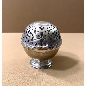 Antique Silver-plated Metal Sponge Ball From The 18th Century