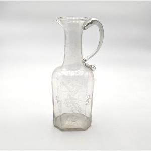Antique Blown Glass Pitcher/jug From Flühli (switzerland), Late 18th - Early 19th Century