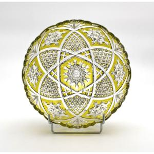 Baccarat - Large Cut Crystal Bowl/salad Bowl With Green Lining
