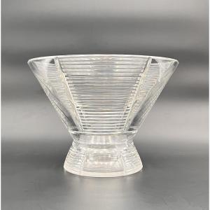 Baccarat - Large Period Art Deco Cut Crystal Vase, Stamped.