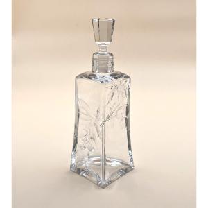 Baccarat - Antique Crystal Decanter With Cherry Cut Decoration - Stamped