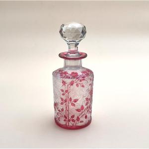 Baccarat - Old Acid-etched Crystal Perfume Bottle, Eglantier Model 17.5 Cm