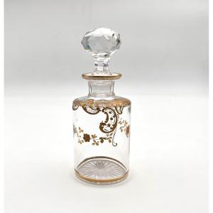 Baccarat - Antique Gold Enamelled Crystal Perfume Bottle 16 Cm