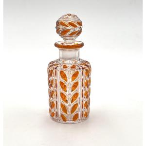 Baccarat - Antique Orange Lined Crystal Perfume Bottle 12.5 Cm - Laurier Model