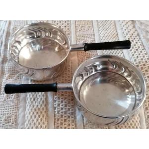Pair Of Cassolettes-butter Dishes In Sterling Silver. Baroque By Gottieb Kurz Around 1930