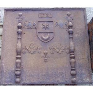 Large Fireback Dated 1731 With Companion Symbols And Fleur-de-lys