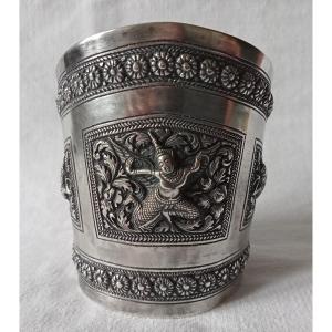 Solid Silver Indochina Cuff Bracelet