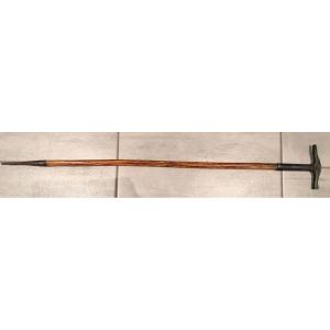 Old Mineralogist Geologist's Cane. Hazel Wood. Wrought Iron Pommel And Ferrule. XI