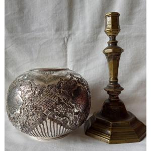 Solid Silver Iran Persian Kadjar Vase. 659 G. Year 1940 - 1950 