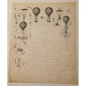 Montgolfière,ballon monté. GODARD.Aéronaute du gouvernement.1861.Autographe original 
