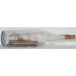 Ship In A Bottle. Sailor's Ex-voto. Steam Sailing Ship