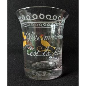Normandy Enameled Glass Goblet With Flared Rim. Long Live My Good Friend She's The Prettiest