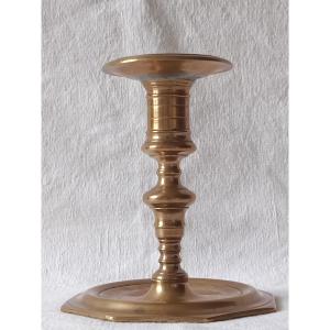 High Period 17th Century. Louis XIII Candlestick With Bronze Baluster. 1601-1643