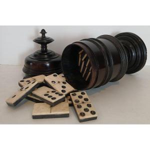 Rosewood Box In The Image Of A Pharmacy Jar On A Pedestal Containing A Domino Game