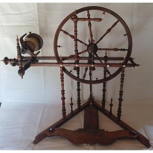 Spinning Wheel From The 18th Century. Stamped: Mailly à Vaubécourt.