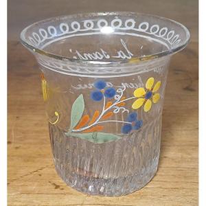 Polychrome Flowered Norman Glass Decorated With A Love Maxim.