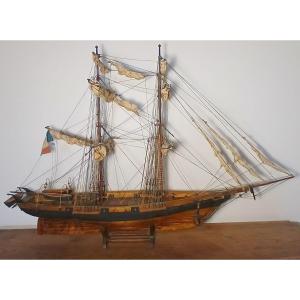 Schooner. Model Of The Slave-trading Brig Schooner Ouragan, 1830