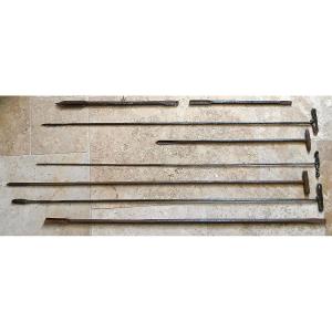 Sword Cane, Rifle Cane, System Cane, Tools, Gouges And Drills In Wrought Iron From The 19th Century. 