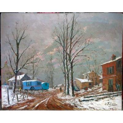 Hsp. Edouard Febvre "blue Caravans Under The Snow"