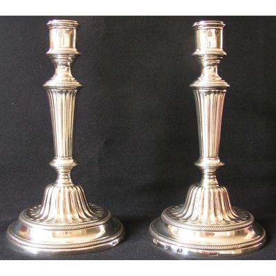 Candlesticks Sterling Silver Mexico Essayeur Antonio Forcada Louis XVI Style