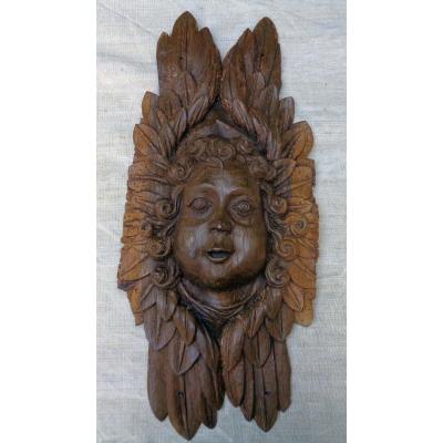 (b) Angel Head In Oak Paneling. Burgundy XVII Th.