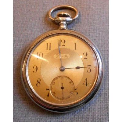 Montre de gousset ZENITH a cadran doré et monogramme en argent