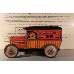Peugeot 201 Delivery Van Toy In Polychrome Lithographed Sheet Metal By G De Andreis