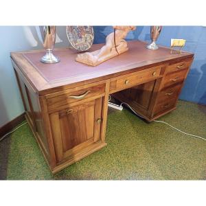 Large Corca Blond Walnut Desk 1940