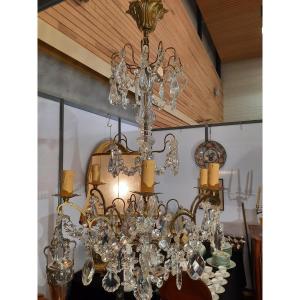 Early 29th Century Crystal Pendant Cage Chandelier