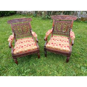 19th Century Rosewood Colonial Armchairs 