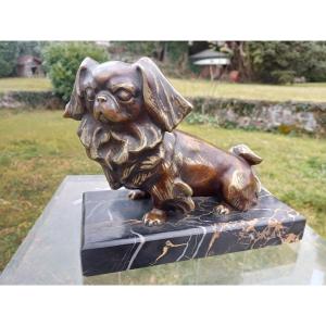 Art Deco Bronze Pekingese Dog (circa 1925)