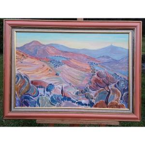 Collioure Landscape With The Castle, Oil On Canvas 