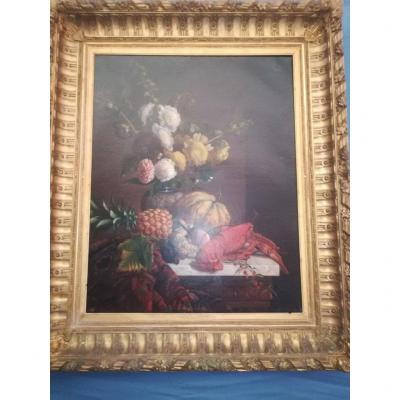 Still Life With Lobster By F Alexandre Delaunay Circa 1850