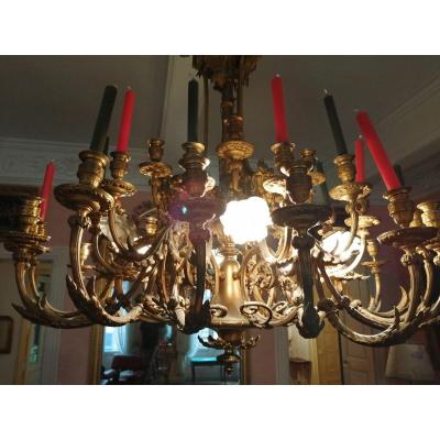 Lustre 41 Lumières En Bronze Doré Louis 16 époque 1880