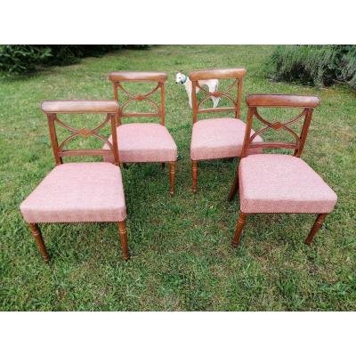 Quatre Chaises En Acajou Anglaises  19 ème 
