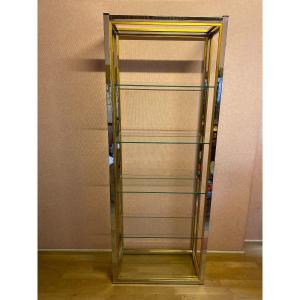 Designer Shelf In Silver And Gold Metal From The 80s.