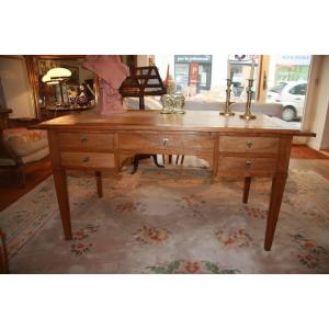 L.xvi Style Desk In Walnut With Its Two Pulls.
